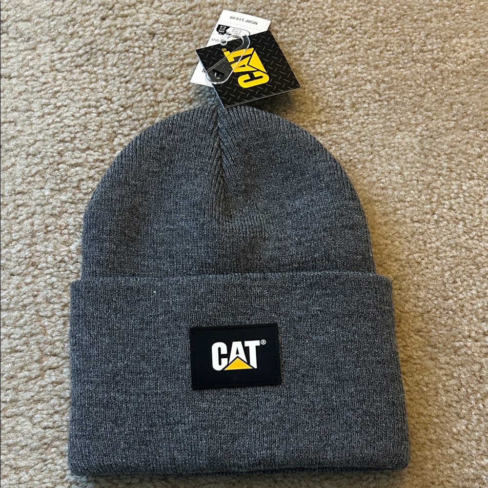 Caterpillar Gray Knit Beanie